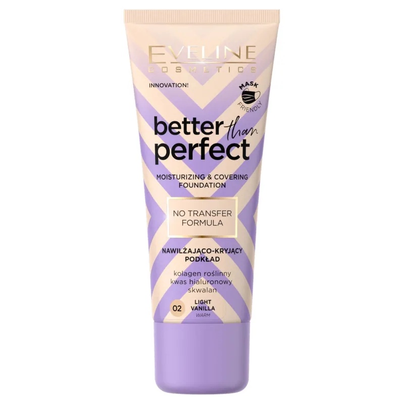 Eveline Cosmetics Better Than Perfect, fond de ten hidratant și acoperitor, nr. 02, vanilie deschisă, 30 ml — preț și oferte