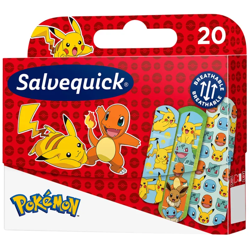 Salvequick, plasturi pentru bandaje, Pokemon, 20 bucăți — preț și oferte