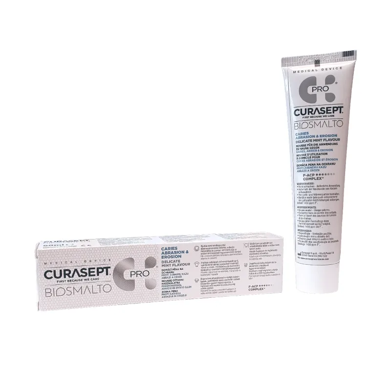 Curasept Biosmalto Pro, Spumă protectoare intensivă pentru dinți, aromă de mentă, carii, abraziune și eroziune, 50 ml — preț și oferte