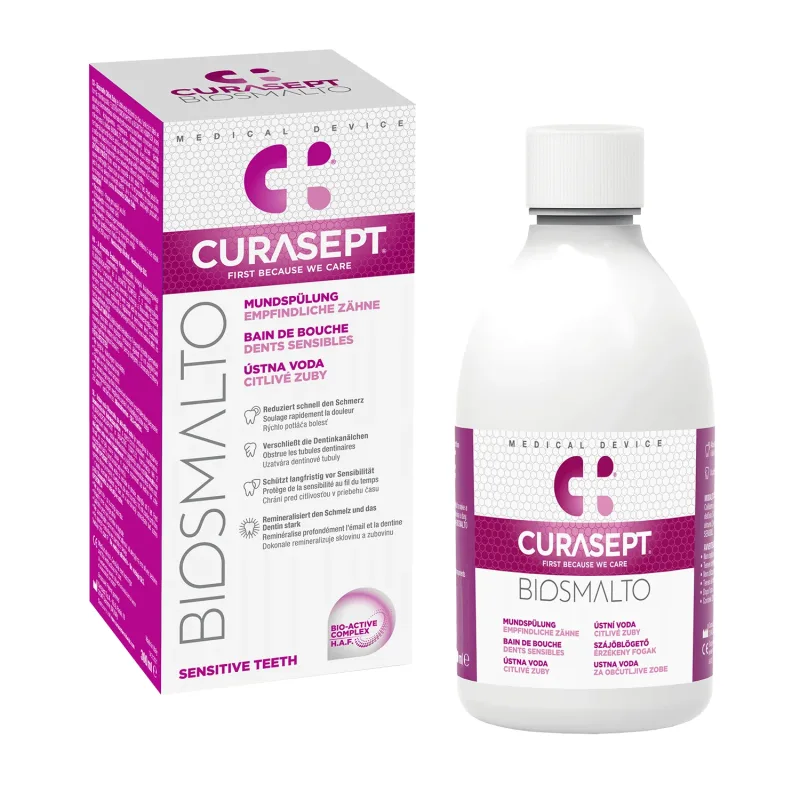 Curasept Biosmalto, apă de gură, fără alcool, Sensibil, 300 ml — preț și oferte