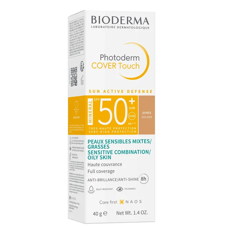Fluid Bioderma Photoderm Cover Touch Mineral, SPF 50, închis, 40 g, Naos — preț și oferte