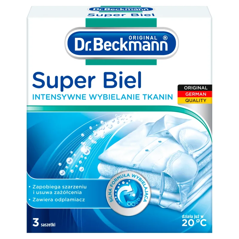 Dr. Beckmann Super White, albire intensivă a țesăturilor, pulbere, 3 x 40 g — preț și oferte