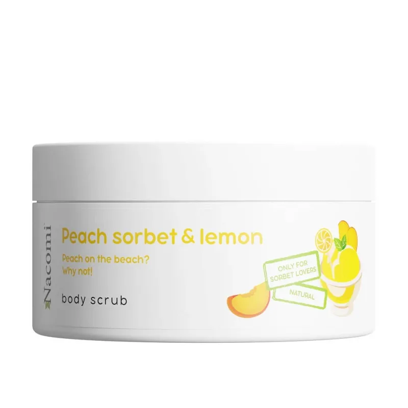 Nacomi Body scrub cu aromă de sorbet de piersică și lămâie, 100ml — preț și oferte