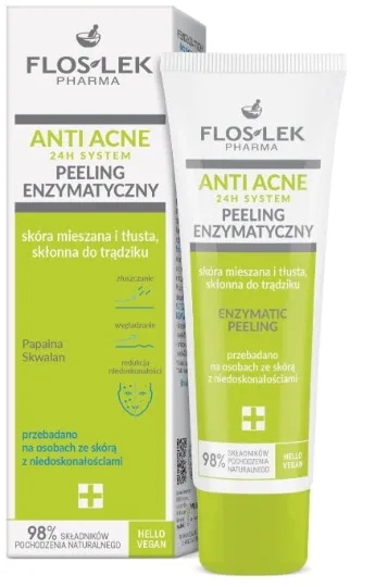 Flos-Lek Pharma Anti Acne Peeling enzimatic pentru piele mixtă și cu tendință acneică, 50 ml — preț și oferte