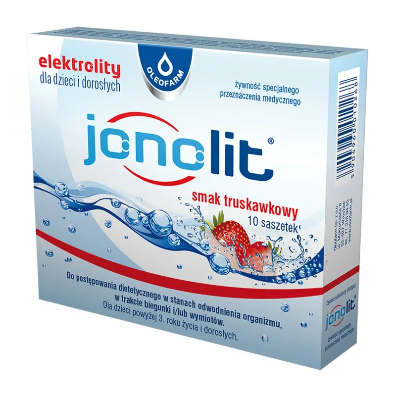Jonolit, electroliți pentru copii și adulți, aromă de căpșuni, 10 pliculețe Oleofarm — preț și oferte