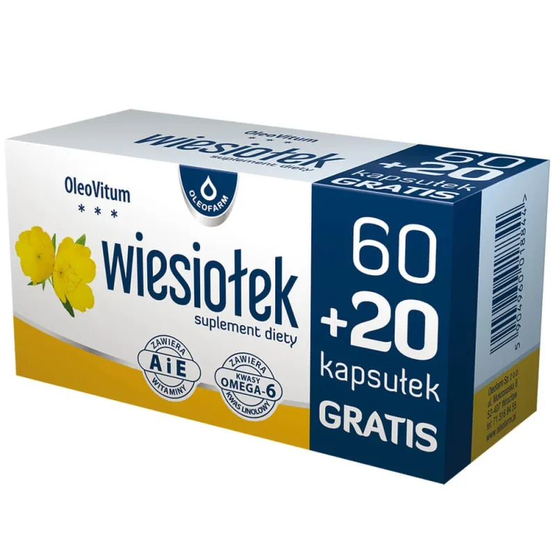 OleoVitum Evening Primrose, 60 capsule + 20 capsule cadou Oleofarm — preț și oferte