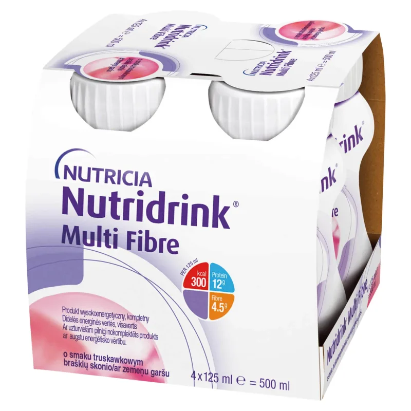 Nutridrink Multi Fibre, aromă de căpșuni, 4 x 125 ml NUTRICIA — preț și oferte