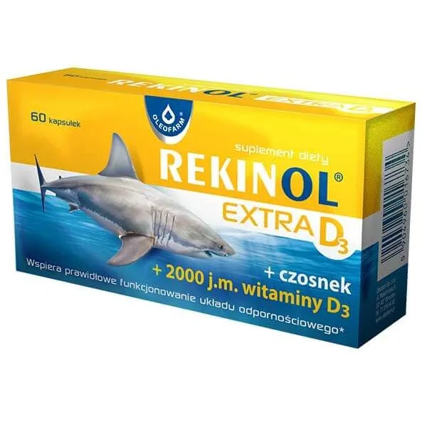 Rekinol Extra D3, ulei de ficat de rechin, 60 capsule — preț și oferte