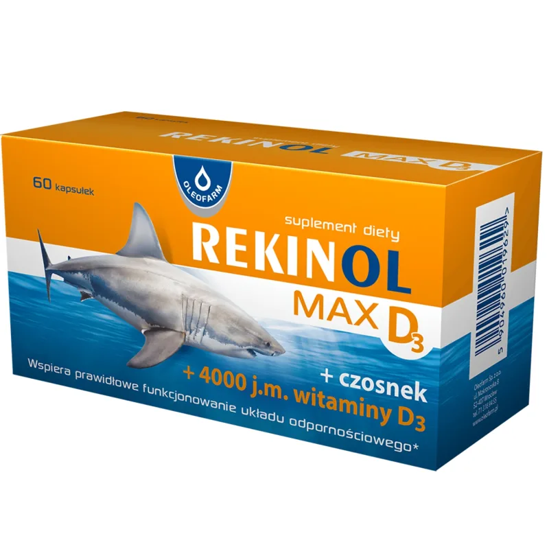 Rekinol Max D3, ulei de ficat de rechin, 60 capsule — preț și oferte