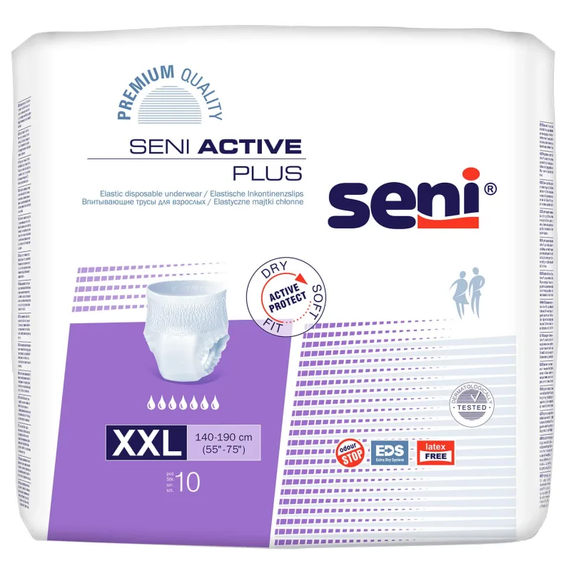 Seni Active Plus, chiloți absorbanți, XXL, 140-190 cm, 10 bucăți — preț și oferte