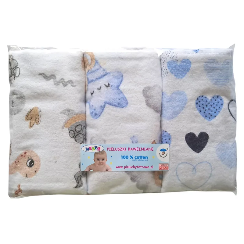 Weber, scutece din flanel, 70 x 80 cm, 100% bumbac, colorate, 3 bucăți — preț și oferte
