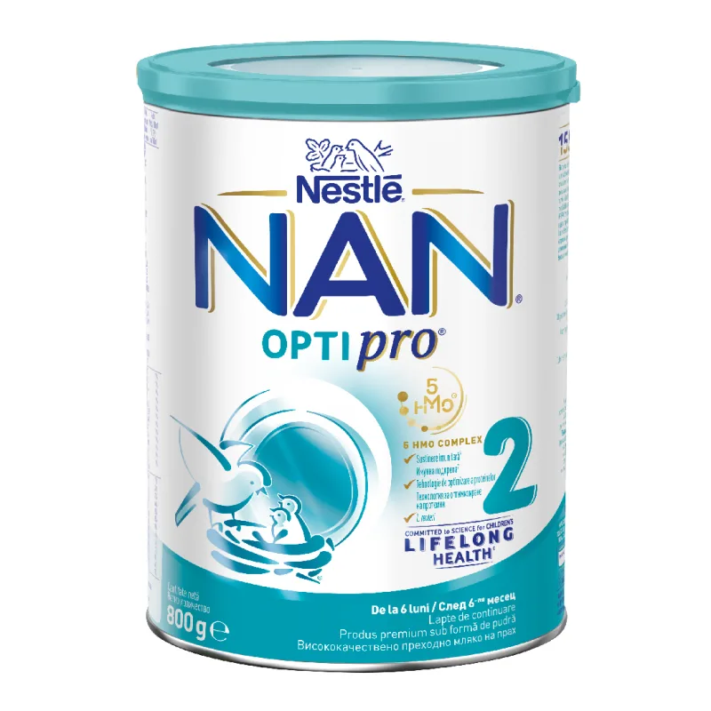 Formula de lapte praf Nan 2 Optipro HMO, 6-12 luni, 800 g, Nestle — preț și oferte