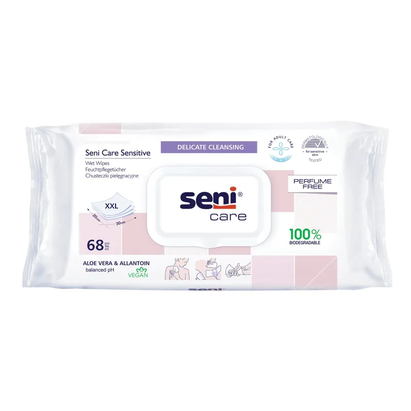 Seni Care Sensitive, șervețele umede, îngrijire, XXL, biodegradabile, 68 bucăți — preț și oferte