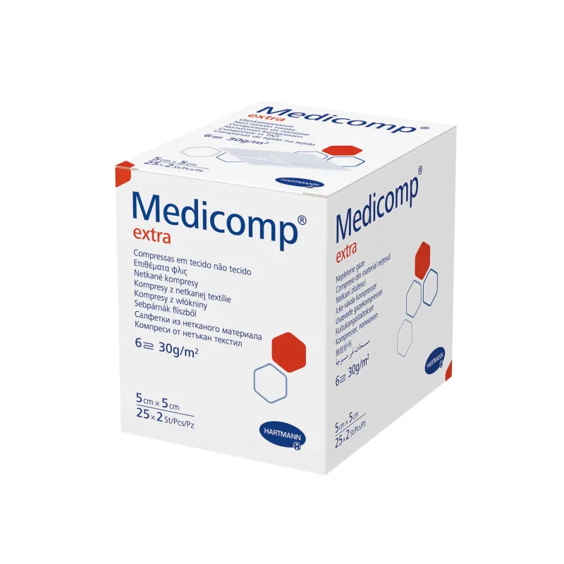 Medicomp Extra, comprese sterile, nețesute, 6 straturi, 30 g/m2, 5 cm x 5 cm, 50 buc. HARTMANN — preț și oferte