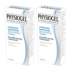 Physiogel Daily Moisturising Gel Facial Wash, piele uscată și sensibilă, 2 x 150 ml