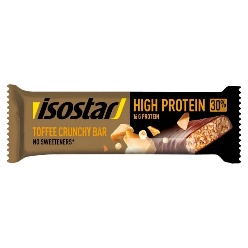 Baton proteic crocant cu ciocolata si caramel High Protein Toffee Crunchy, 55 g, Isostar — preț și oferte