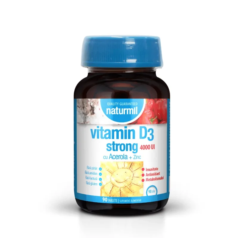 Vitamina D3 Strong Naturmil, 4000 U.I, 90 capsule, Dietmed — preț și oferte