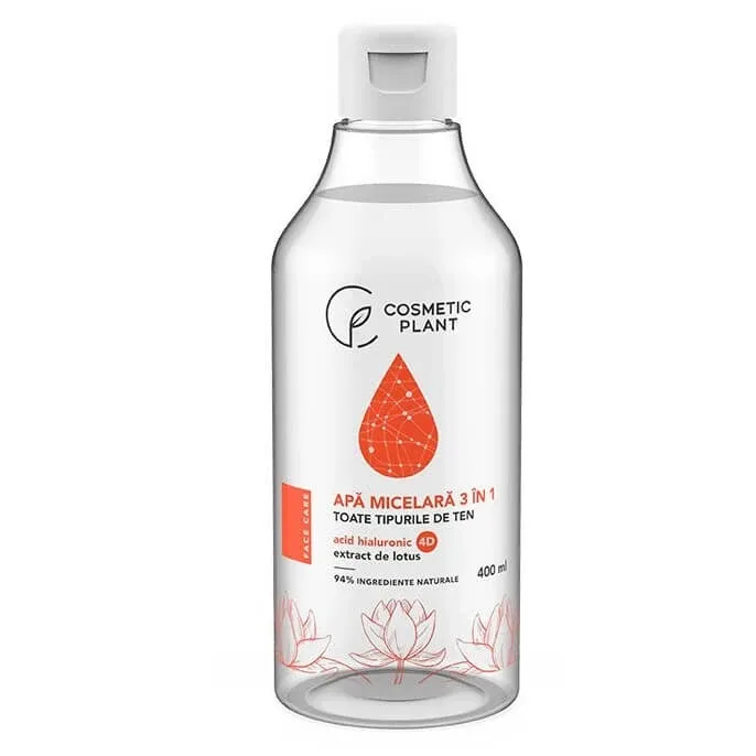 Apă micelară 3 în 1 cu acid hiluronic 4D si extract de lotus, 400 ml, Cosmetic Plant — preț și oferte