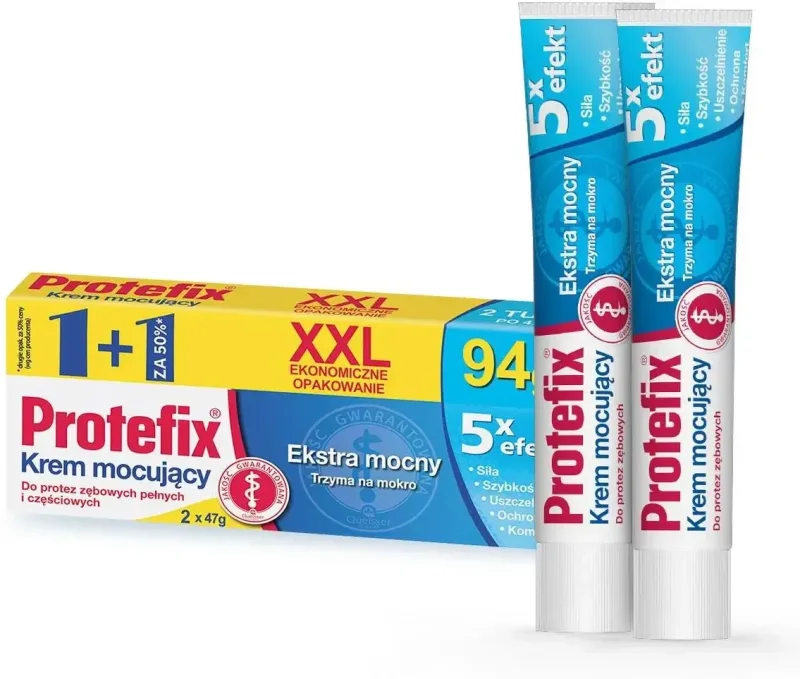 Protefix, cremă de fixare pentru proteze dentare, extraputernică, 2 x 47 g — preț și oferte