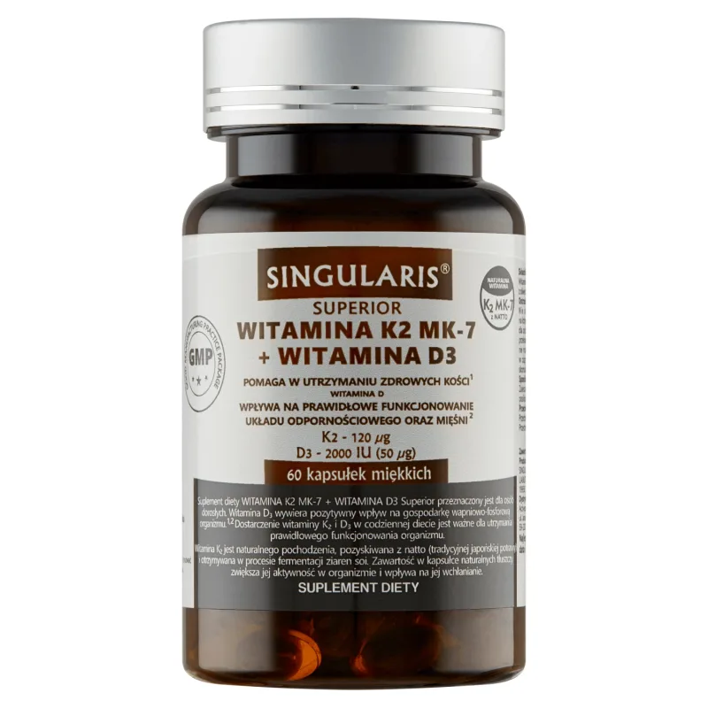Singularis Superior Vitamin K2 MK7 + vitamina D3, 60 capsule — preț și oferte