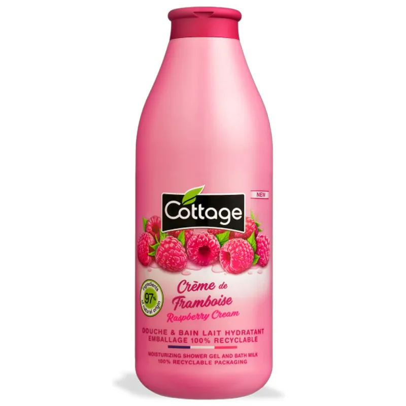 Gel de dus cu lapte si zmeura, 750 ml, Cottage — preț și oferte