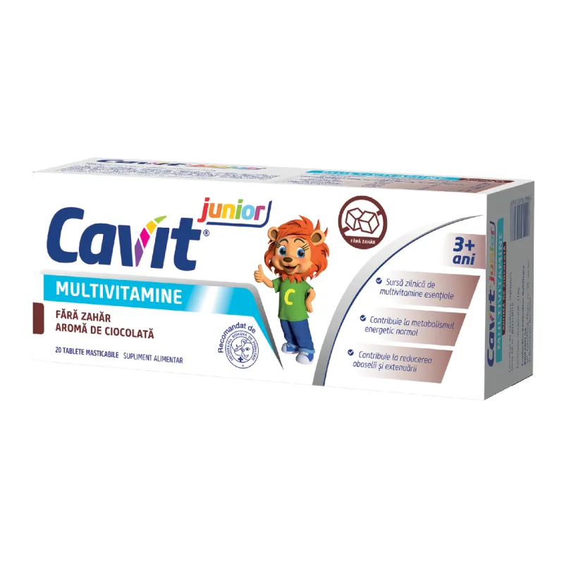 Cavit Junior aroma ciocolata, 20 tablete masticabile, Biofarm — preț și oferte