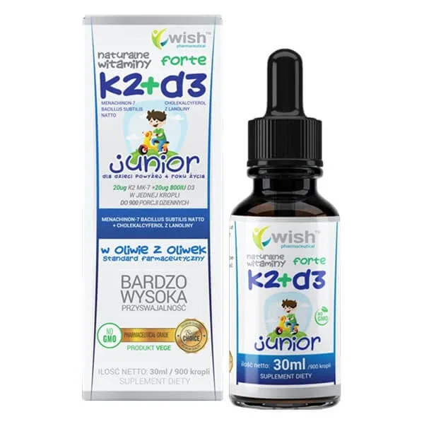Wish Natural Vitamins K2 + D3 Forte Junior, picături, 30 ml — preț și oferte