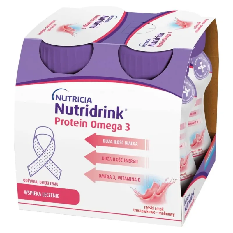 Nutridrink Protein Omega 3, preparat nutritiv, aromă crocantă de căpșuni și zmeură, 4 x 125 ml NUTRICIA — preț și oferte