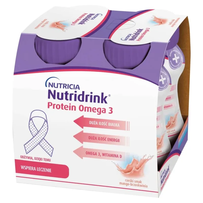 Nutridrink Protein Omega 3, preparat nutritiv, aromă crocantă mango-piersică, 4 x 125 ml NUTRICIA — preț și oferte