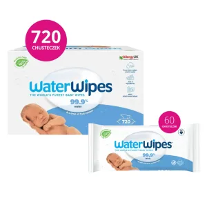 Șervețele umede WaterWipes Sensitive, pe bază de apă, de la naștere, 12 x 60 bucăți