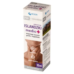 Icelandic Medic+, spray pentru gât cu nanosilver, aromă de căpșuni și mentă, 30 ml