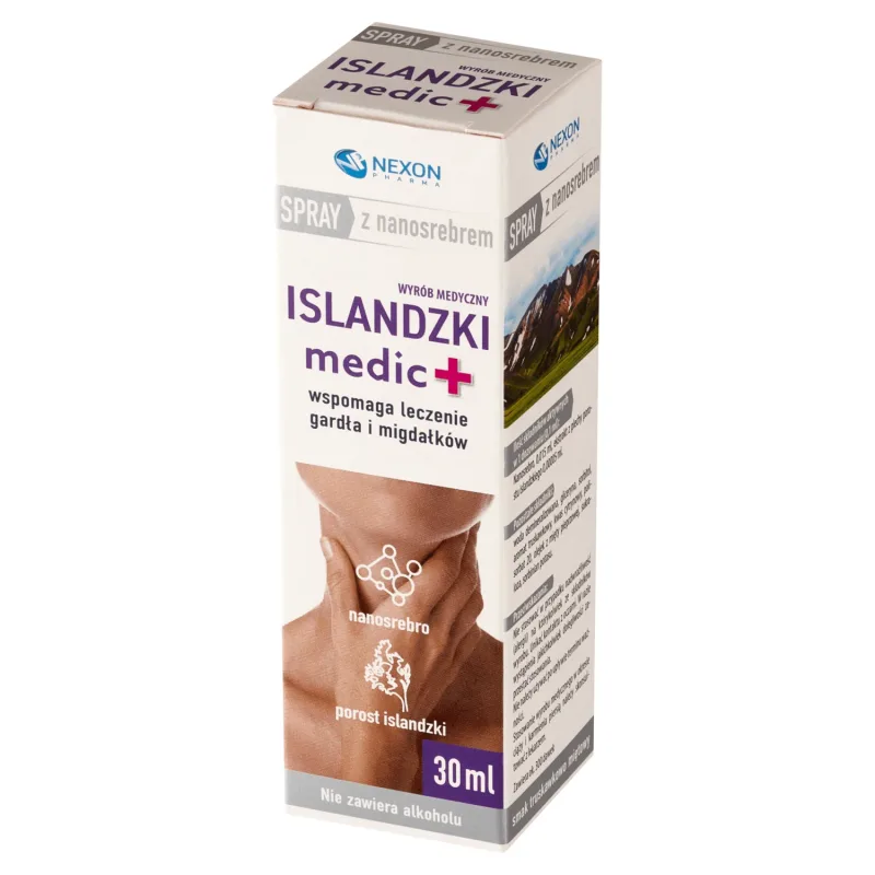 Icelandic Medic+, spray pentru gât cu nanosilver, aromă de căpșuni și mentă, 30 ml — preț și oferte