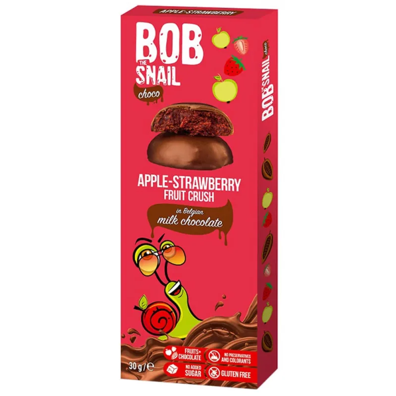 Bob Snail Choco Snack de fructe în ciocolată cu lapte, măr, căpșuni, 30 g — preț și oferte