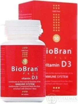 BioBran Plus vitamina D3 1×90 tbl, supliment alimentar