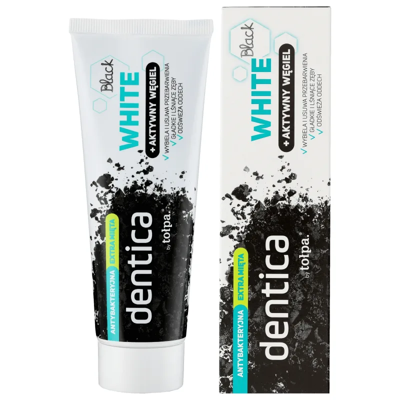 Dentica, pastă de dinți cu cărbune activ, Black White, 75 ml Denticare-Gate Kft — preț și oferte