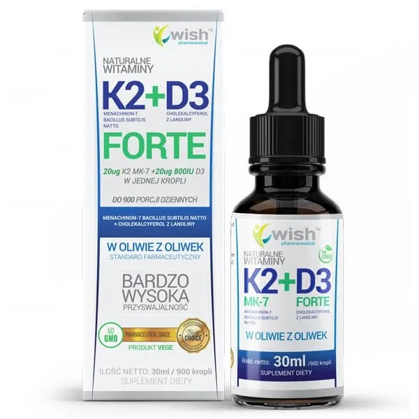 Wish Natural Vitamina K2 MK7 + D3 Forte, picături, 30 ml — preț și oferte