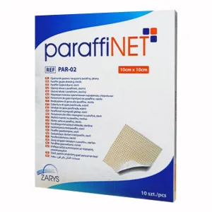 ParaffiNet, pansament de tifon învelit în parafină, steril, 10 cm x 10 cm, 10 bucăți
