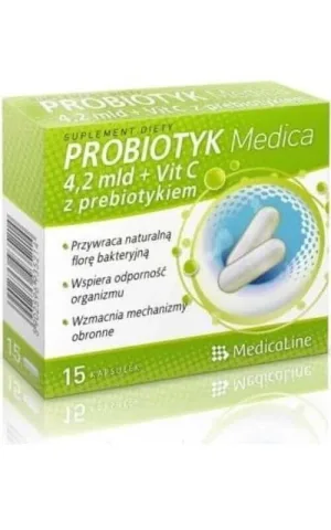 Probiotic Medica + Vit. C cu prebiotic 15 capsule MedicaLine