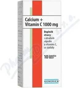 GENERICA Calciu + Vitamina C 1000 mg 1×10 tbl, supliment alimentar