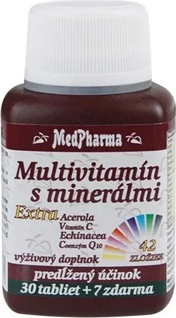 MedPharma MULTIVITAMIN CU MINERALE EXTRA 42 INGREDIENTE 1 × 30 + 7 tbl gratuit (37 buc) — preț și oferte