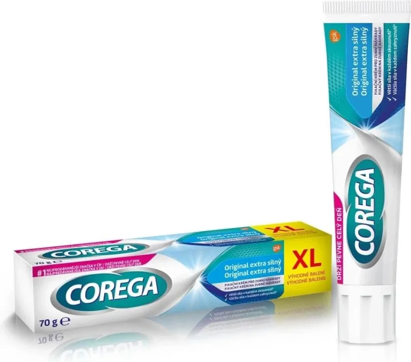 COREGA Original EXTRA STRONG XL 1x70g, cremă fixatoare cu fixare puternică — preț și oferte