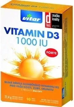 VITAR Vitamina D3 Forte 1000IU 1×90 tbl, o doză puternică de vitamina D3 solară — preț și oferte