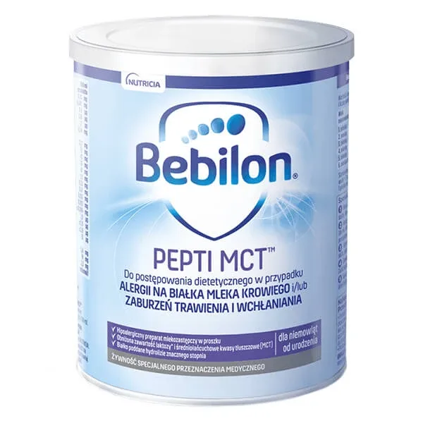 Bebilon Pepti MCT, pentru sugari cu alergie la proteinele laptelui de vacă și/sau tulburări digestive și de absorbție, de la naștere, 450 g — preț și oferte