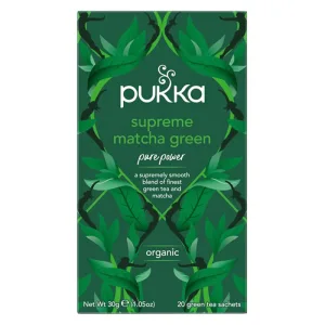 Pukka Supreme Matcha Green Organic, ceai verde cu Matcha, 1,5 g x 20 pliculețe
