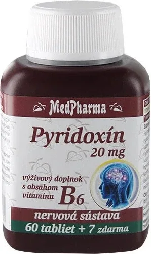 MedPharma PYRIDOXIN 20 mg (vitamina B6) 1×67 tbl, 60+7 gratuit — preț și oferte