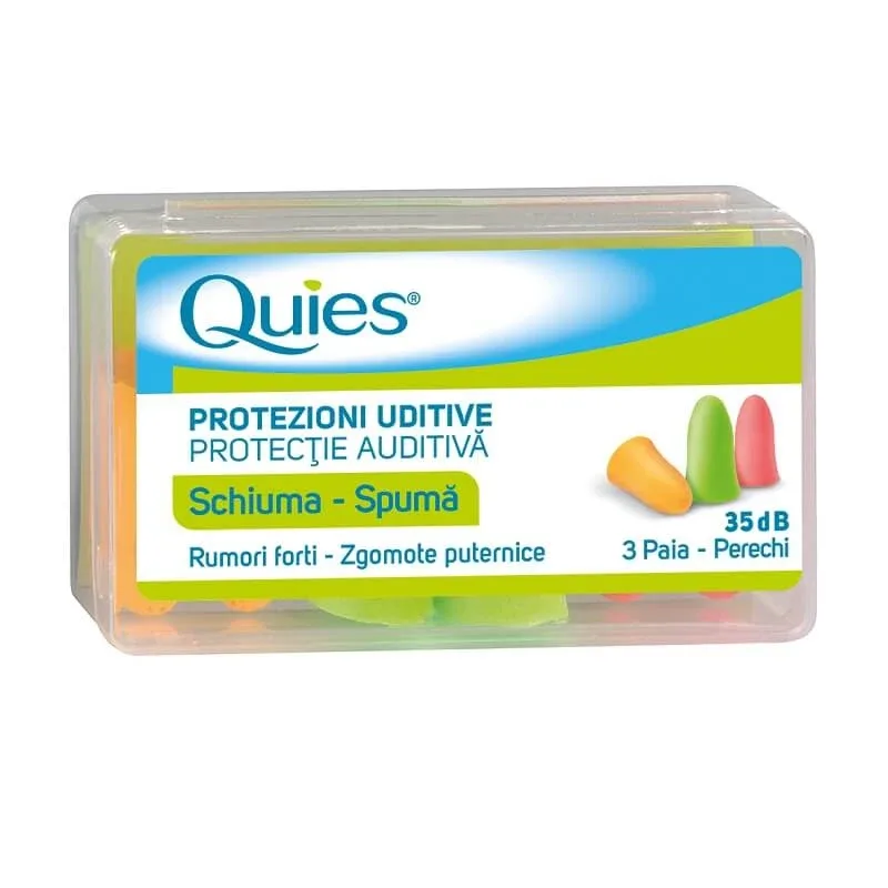 Dopuri de spuma colorata pentru urechi, 6 buc, Quies — preț și oferte