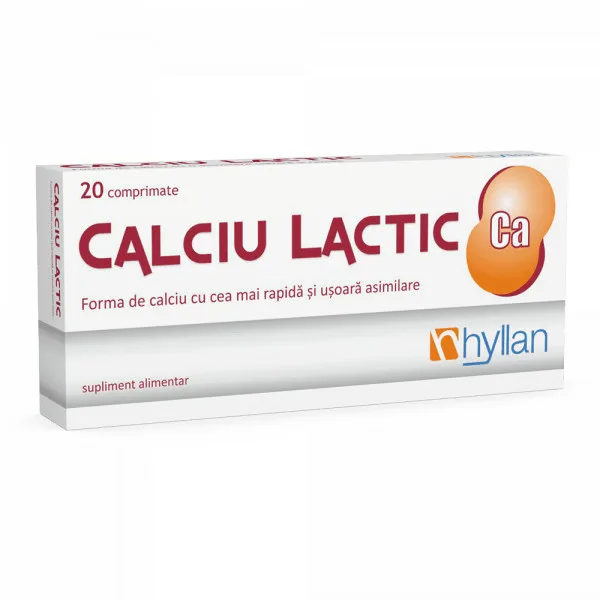 Calciu Lactic, 20 tablete – Hyllan HYLLAN PHARMA — preț și oferte