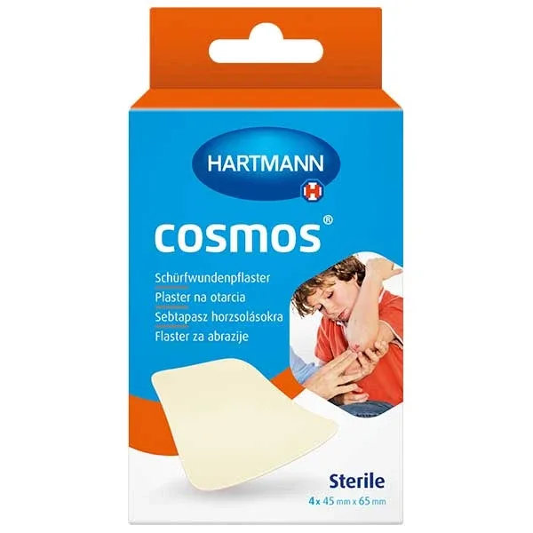 Cosmos, ipsos de abraziune, hidrocoloid, autoadeziv, steril, 45 mm x 65 mm, 4 bucăți Pharmacosmos — preț și oferte