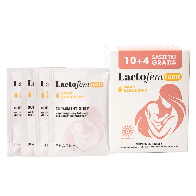 Lactofem Forte, aromă de banane, 10 pliculețe + 4 pliculețe gratuite — preț și oferte