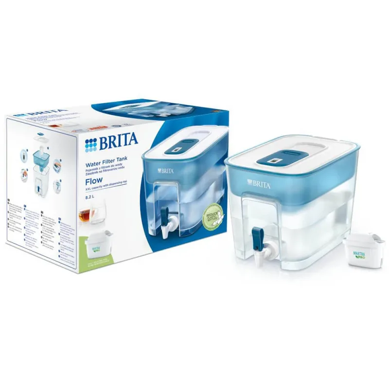 Brita Flow, dozator cu filtru de 8,2 l cu robinet, albastru + filtru Maxtra Pro Pure Performance, 1 buc — preț și oferte
